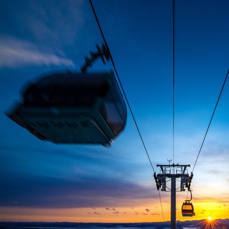 Funicular to the top of a resort in russiaの写真素材