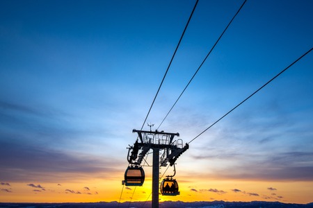 Funicular to the top of a resort in russiaの写真素材