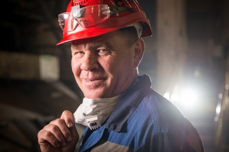 Russia - October, 2016: Worker wearing a protective mask at a factoryのeditorial素材
