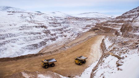 Gold mining in the winterの写真素材