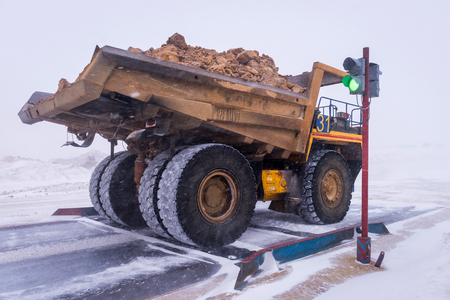 Big yellow mining truckの写真素材