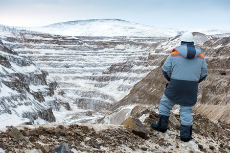 Worker at an open pitの写真素材