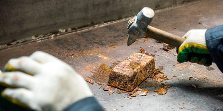 Just produced gold ingotの写真素材