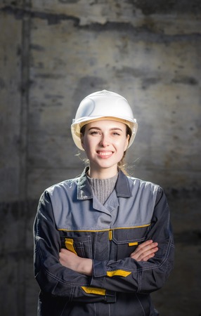 Female worker at a constructionの写真素材