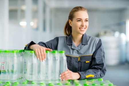 Worker with bottled waterの写真素材