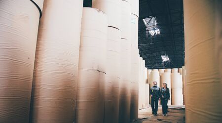 at a paper mill factoryの写真素材