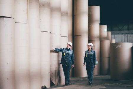 at a paper mill factoryの写真素材