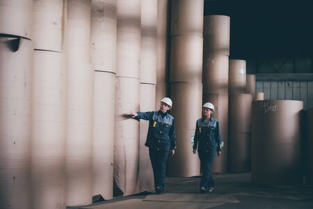 at a paper mill factoryの写真素材