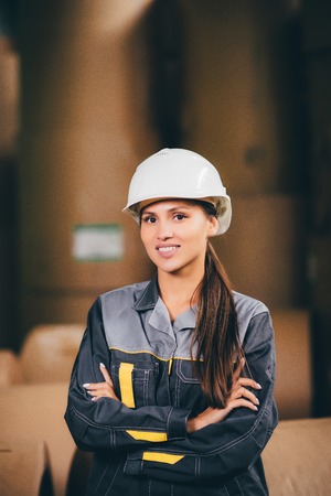 paper mill factory workerの写真素材