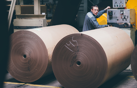 Paper mill factory workerの写真素材