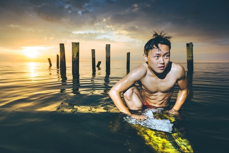 swimmer in the summerの写真素材