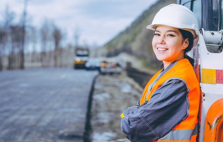 female worker road constructionの写真素材