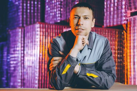 Worker warehouse male smilingの写真素材