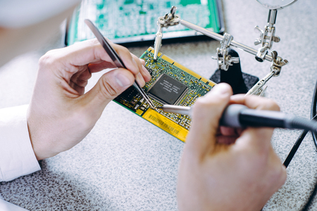 microchip production factoryの写真素材