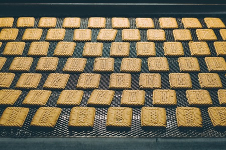cookie factory making pastry conveyor fresh biscuitの写真素材