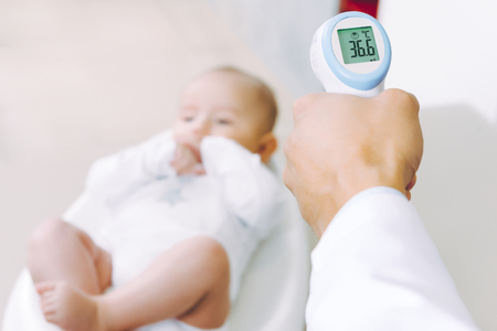 baby temperature measurement thermometerの写真素材