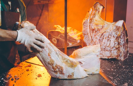 meat cutting factoryの写真素材