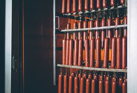 sausage factory smoked plant meat hang redの写真素材