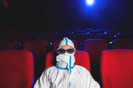 sick person cinema mask watch movie public virus