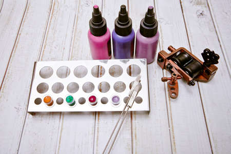 three bottles of inkの写真素材