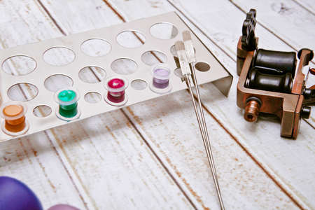 three bottles of inkの写真素材