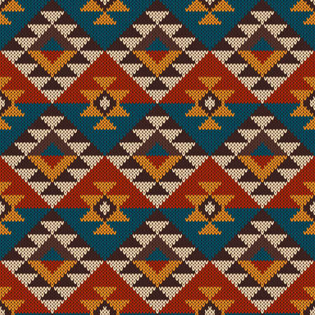 Seamless tribal knitted wool aztec design patternのイラスト素材