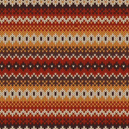 Nordic traditional Fair Isle style seamless pattern on the wool knitted textureのイラスト素材