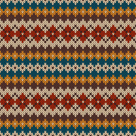 Knitted seamless pattern in traditional Fair Isle styleのイラスト素材