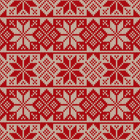 Seamless pattern ornament on the wool knitted texture. EPS availableのイラスト素材