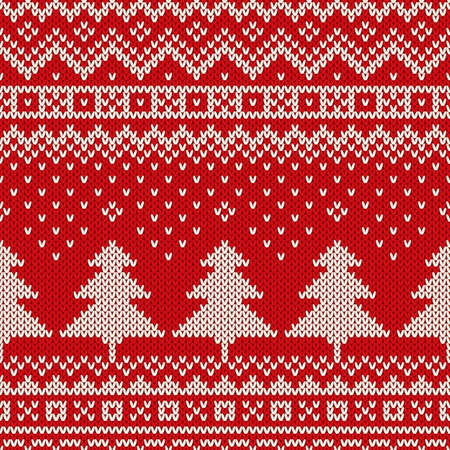 Seamless winter holiday knitted pattern. Christmas Backgroundのイラスト素材