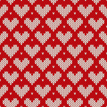 Seamless knitted pattern with hearts. Valentine\\のイラスト素材