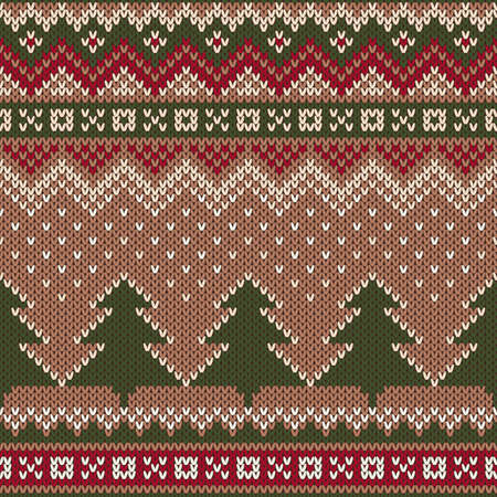 Seamless Winter Holiday Pattern on the wool knitted textureのイラスト素材