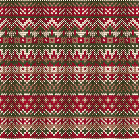 Christmas Sweater Design. Seamless Knitted Pattern In Traditional Fair Isle Styleのイラスト素材