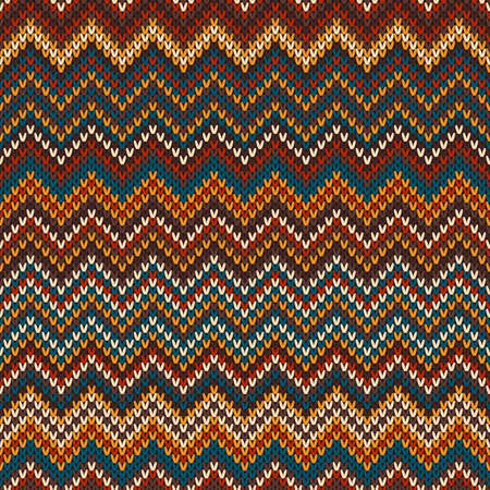 Seamless Multicolor Knitted Pattern. Geometric Zigzag backgroundのイラスト素材