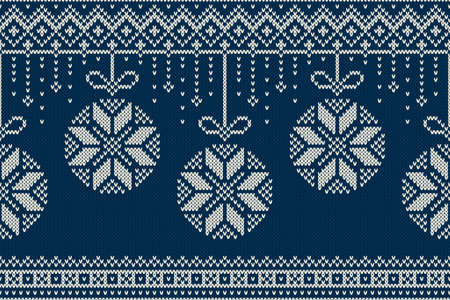 Christmas and New Year Knitting Pattern. Winter Holiday Seamless Sweater Designのイラスト素材