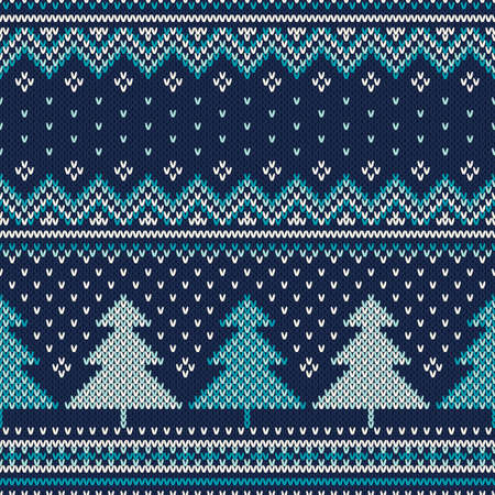 Winter Holiday Seamless Knitted Pattern. Nordic Sweater Designのイラスト素材