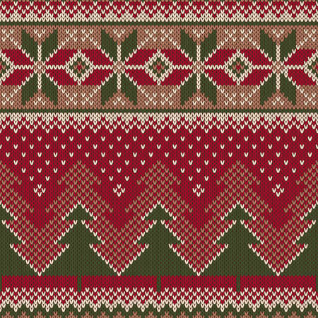 Winter Holiday Seamless Knitted Pattern. Nordic Sweater Designのイラスト素材