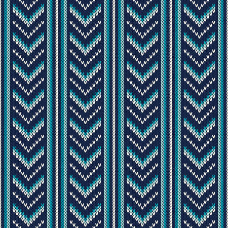 Chevron Knitted Pattern. Fair Isle Style Knitting Sweater Design. Abstract Seamless Knitted Backgroundのイラスト素材