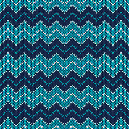 Chevron Knitted Pattern. Fair Isle Style Knitting Sweater Design. Abstract Seamless Knitted Backgroundのイラスト素材