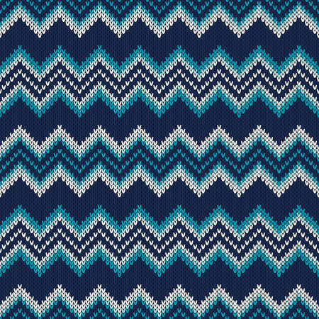 Chevron Knitted Pattern. Fair Isle Style Knitting Sweater Design. Abstract Seamless Knitted Backgroundのイラスト素材
