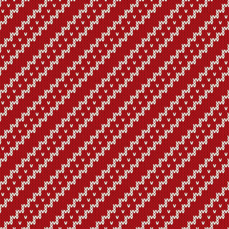 Christmas Seamless Knitting Background. Red Knitted Patternのイラスト素材