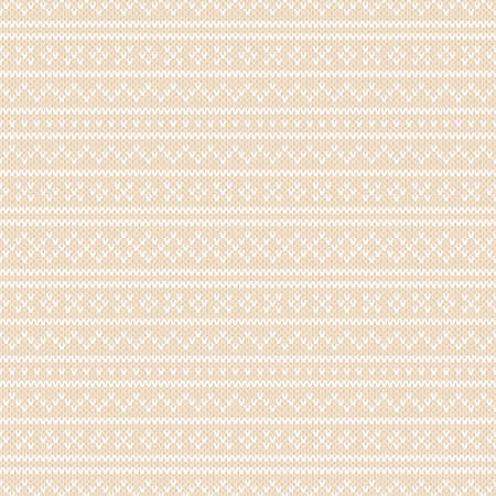 Winter Holiday Fair Isle Knitted Pattern. Christmas and New Year Seamless Background. Vector Knitting Wool Textureのイラスト素材