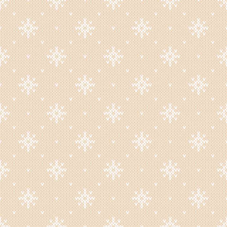 Winter Holiday Knitted Pattern with Snowflakes. Fair Isle Knitting Sweater Design. Seamless Christmas and New Year Backgroundのイラスト素材
