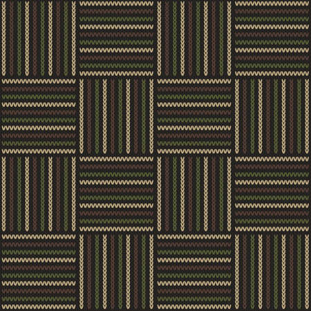 Abstract Knitting Pattern in Woodland Camouflage Style Colors. Knitting Wool Sweater Design. Seamless Vector Background.のイラスト素材