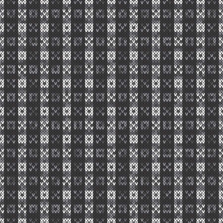 Abstract Knitted Pattern. Vector Seamless Background with Shades of Gray Colors. Knitting Wool Sweater Design.のイラスト素材
