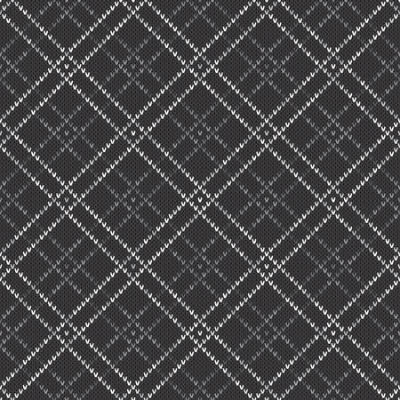 Abstract Knitted Pattern. Vector Seamless Background with Shades of Gray Colors. Knitting Wool Sweater Design.のイラスト素材