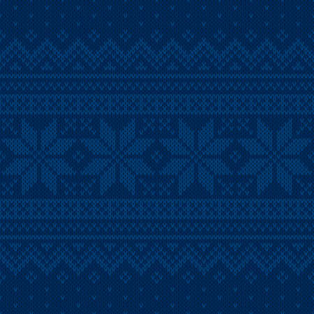 Traditional Christmas and New Year Design Knitted Background. Fair Isle Sweater Ornamental Design. Wool Knit Texture Imitation.のイラスト素材