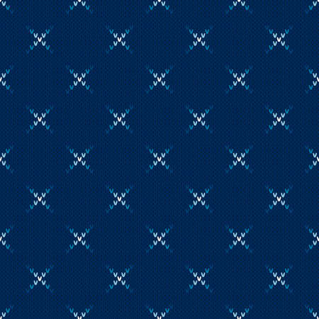 Abstract Knitted Sweater Pattern. Vector Seamless Background with Shades of Blue Colors. Wool Knit Texture Imitation.のイラスト素材