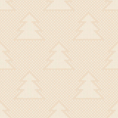 Winter Holiday Knitted Pattern. Christmas Trees Ornament. Vector Seamless Wool Knit Texture Imitation.のイラスト素材