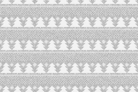 Winter Holiday Pixel Pattern with Christmas Trees Ornament. Vector Seamless Wool Knit Melange Texture Imitationのイラスト素材